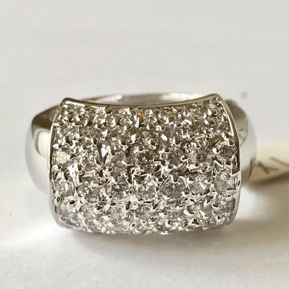 Vintage Silver Art Deco Crystal Cocktail Ring Size 9 Camilla Lucia Plated - Picture 9 of 11